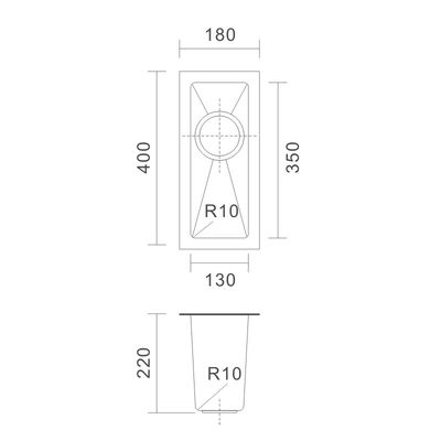 Undermount Stainless Steel Kitchen Sink Rectangular 16 Gauge single Bowl 18x40