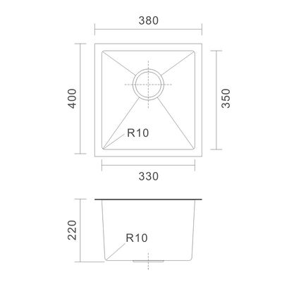 Undermount Stainless Steel Kitchen Sink Brushed 16 Gauge single Bowl 38x40