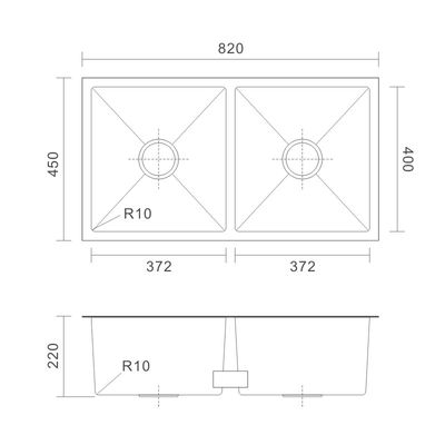 Stainless Steel Brushed Steel Undermount Sink , 16 Gauge 25 Inch Double Bowl Kitchen Sink