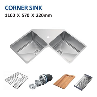 16 Gauge Apron Corner Stainless Steel Kitchen Sink  110x57