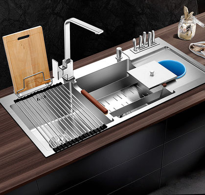 Topmount Apron Front Multifunction Sink 42' Double Bowl Knife Holder 105x48