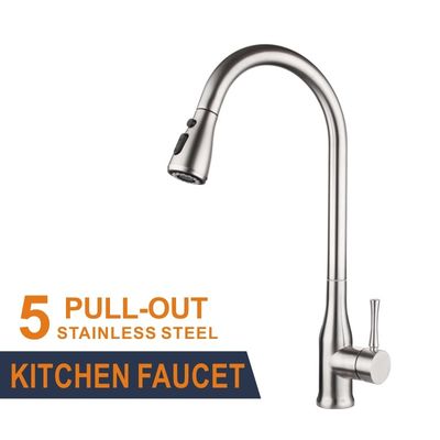 360 Swivel Deck Mounted Silver Kitchen Faucets Tap Hot Cold Mixer Single Handle