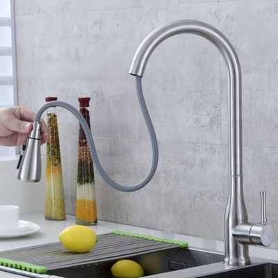 360 Swivel Deck Mounted Silver Kitchen Faucets Tap Hot Cold Mixer Single Handle