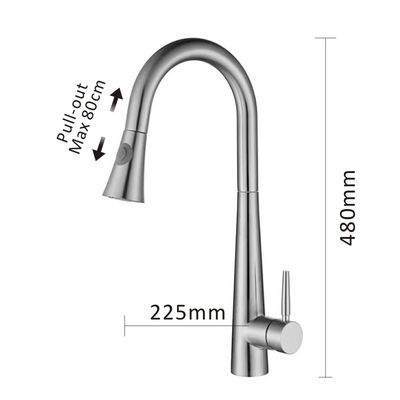 stainless steel Pull Out Black Single Hole Kitchen Faucet Mixer Hot Cold Brushed