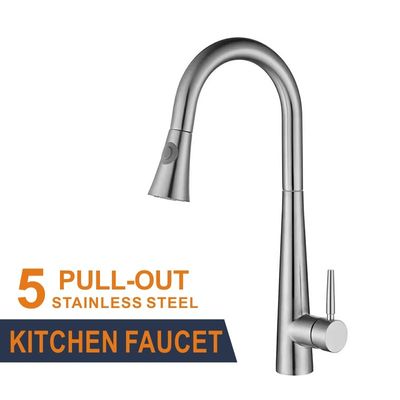 stainless steel Pull Out Black Single Hole Kitchen Faucet Mixer Hot Cold Brushed