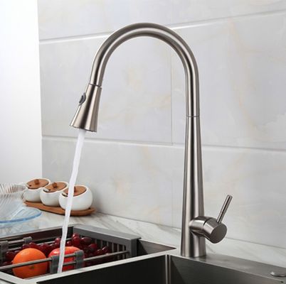 stainless steel Pull Out Black Single Hole Kitchen Faucet Mixer Hot Cold Brushed
