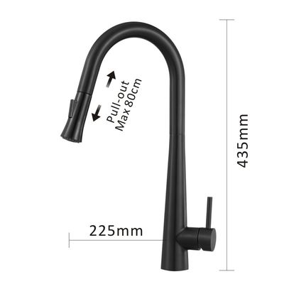 500000 times Stainless Steel Kitchen Faucet Hot Cold Pull Out Taps Single Handle Black Mixer