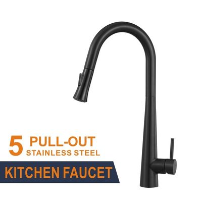 500000 times Stainless Steel Kitchen Faucet Hot Cold Pull Out Taps Single Handle Black Mixer