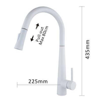 4 Hole Single Handle White Stainless Steel Pull Out Tap Kitchen Faucet  Mixer