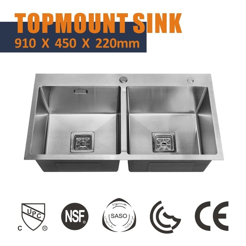 Topmount 2 Bowl 91x45 Luxury Kitchen Sinks PVD NANO COLOR