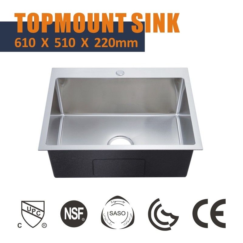 61x51 Stainless Steel Top Mount  Kitchen Sink 16 Gauge