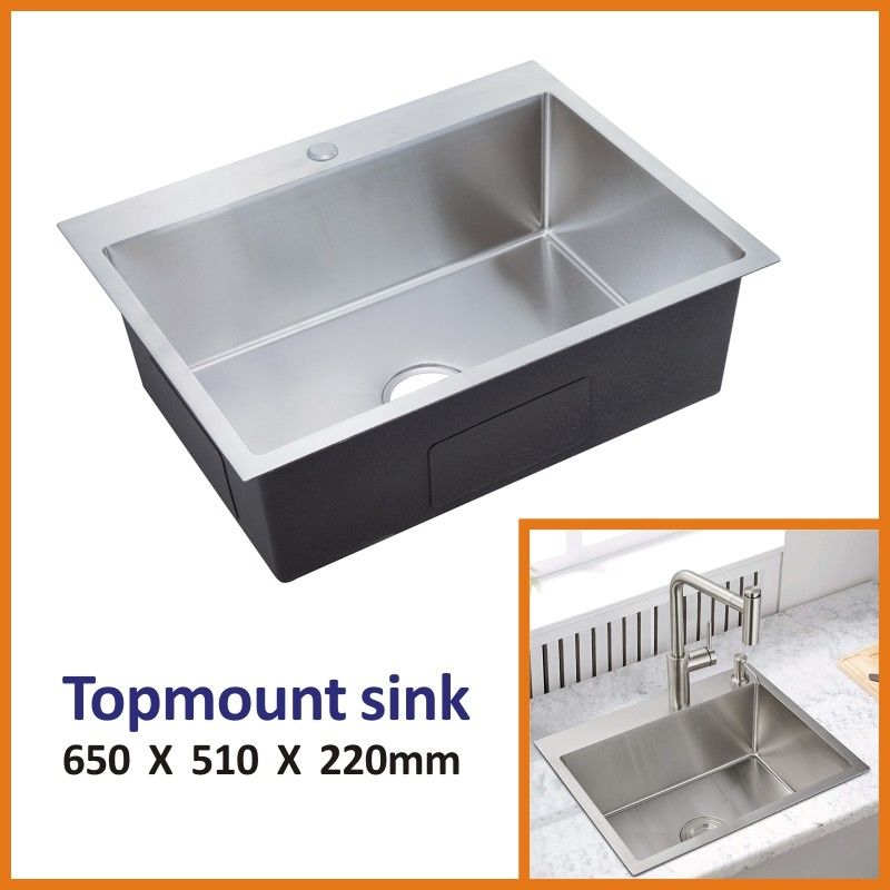 Cabinet Top Mount Stainless Steel Farmhouse Sink 16 Gauge 65x51