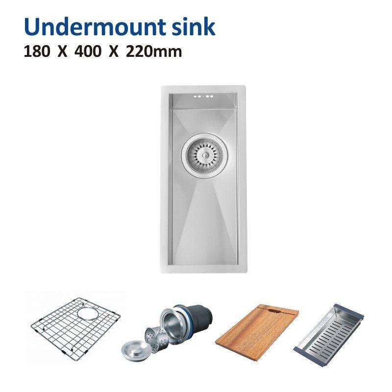 Undermount Stainless Steel Kitchen Sink Brushed 16 Gauge single Bowl 18x40