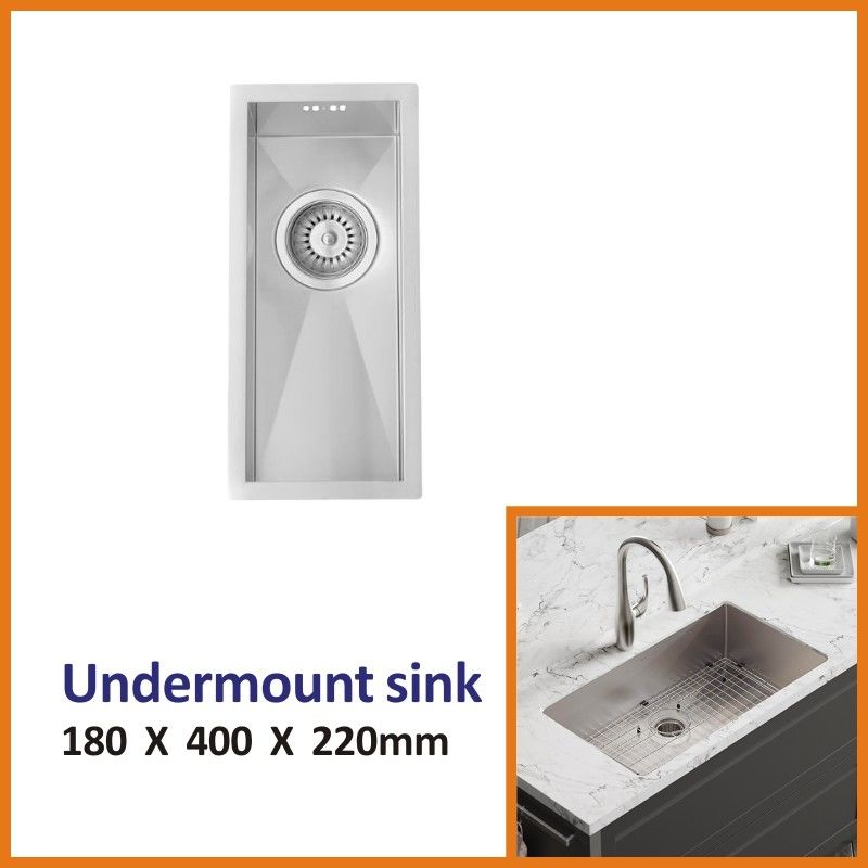 Undermount Stainless Steel Kitchen Sink Cabinet 18 Gauge single Bowl 18x40