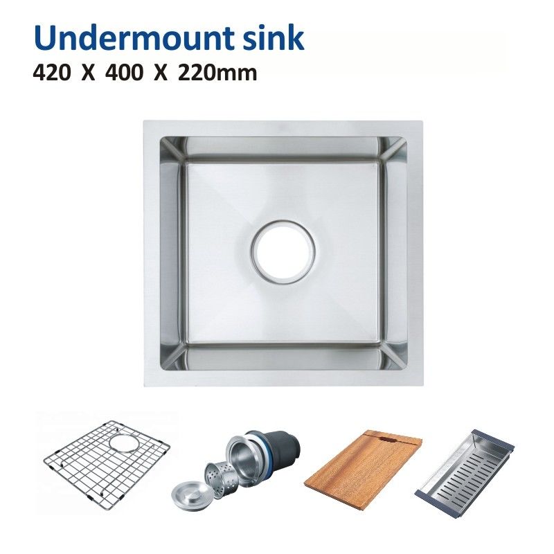 270mm Undermount Stainless Steel Kitchen Sink Cabinet Single Bowl Farmhouse Sink