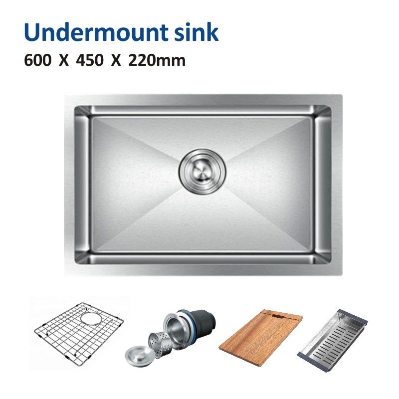 36 Inch Undermount Stainless Steel Kitchen Sink Rectangular 16 Gauge Single Bowl 60x45