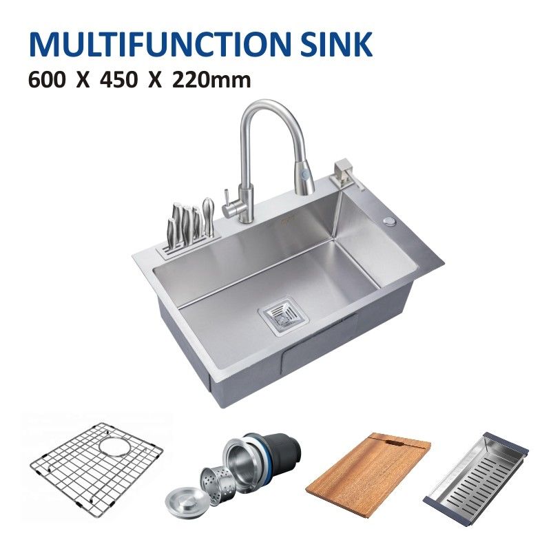 24' 16 Gauge Top Mount Single Bowl Kitchen Sink 60x45