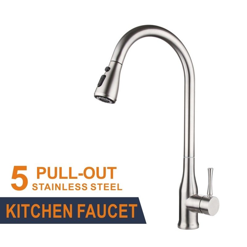 360 Swivel Deck Mounted Silver Kitchen Faucets Tap Hot Cold Mixer Single Handle